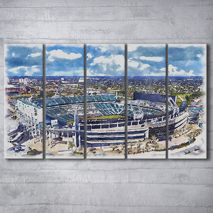 Jaguars Football Stadium, TIAA Bank Field Watercolor, Sport Art, Extra Large Canvas Print Wall Art