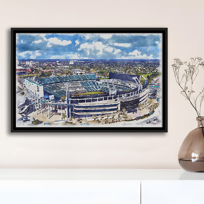 Jaguars Football Stadium, TIAA Bank Field Watercolor, Sport Gift Art, Framed Canvas Print Wall Art