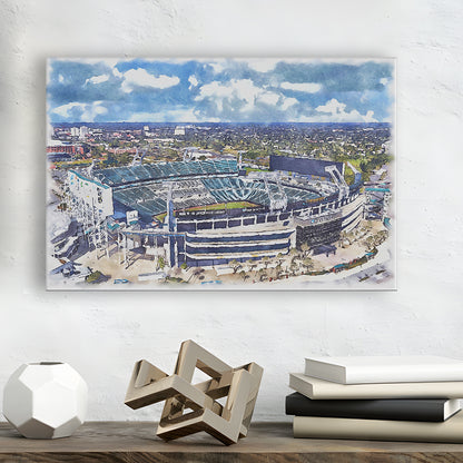 Jaguars Football Stadium, TIAA Bank Field Watercolor, Sport Art, Gifts for him, Canvas Print Wall Art