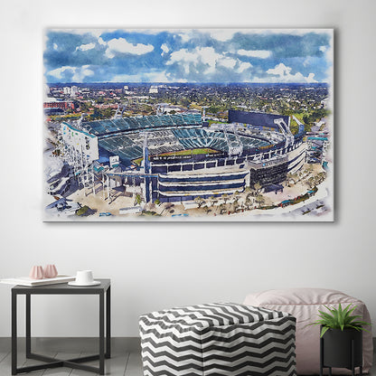 Jaguars Football Stadium, TIAA Bank Field Watercolor, Sport Art, Gifts for him, Canvas Print Wall Art