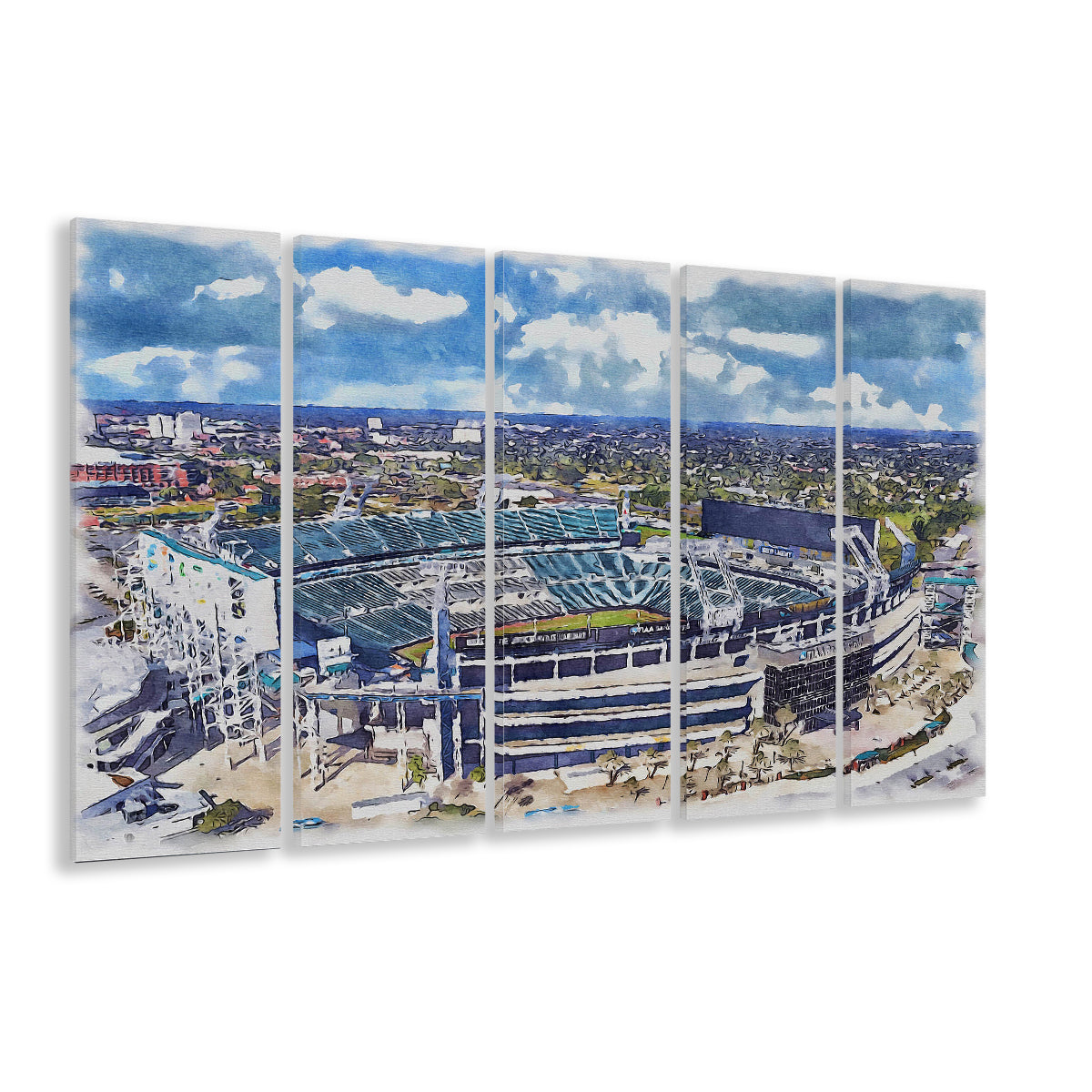 Jaguars Football Stadium, TIAA Bank Field Watercolor, Sport Art, Extra Large Canvas Print Wall Art