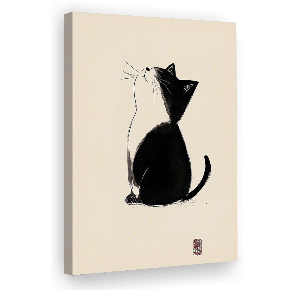 Japanese Cat, Japanese Cat Art Print, Cat Lovers Gift,  Animal Wall Art Decor, Canvas Print, Canvas Decor