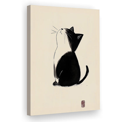 Japanese Cat, Japanese Cat Art Print, Cat Lovers Gift,  Animal Wall Art Decor, Canvas Print, Canvas Decor