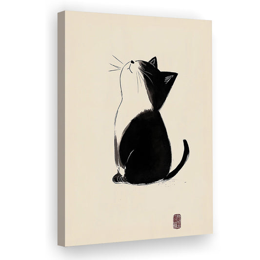 Japanese Cat, Japanese Cat Art Print, Cat Lovers Gift,  Animal Wall Art Decor, Canvas Print, Canvas Decor