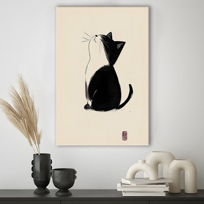 Japanese Cat, Japanese Cat Art Print, Cat Lovers Gift,  Animal Wall Art Decor, Canvas Print, Canvas Decor