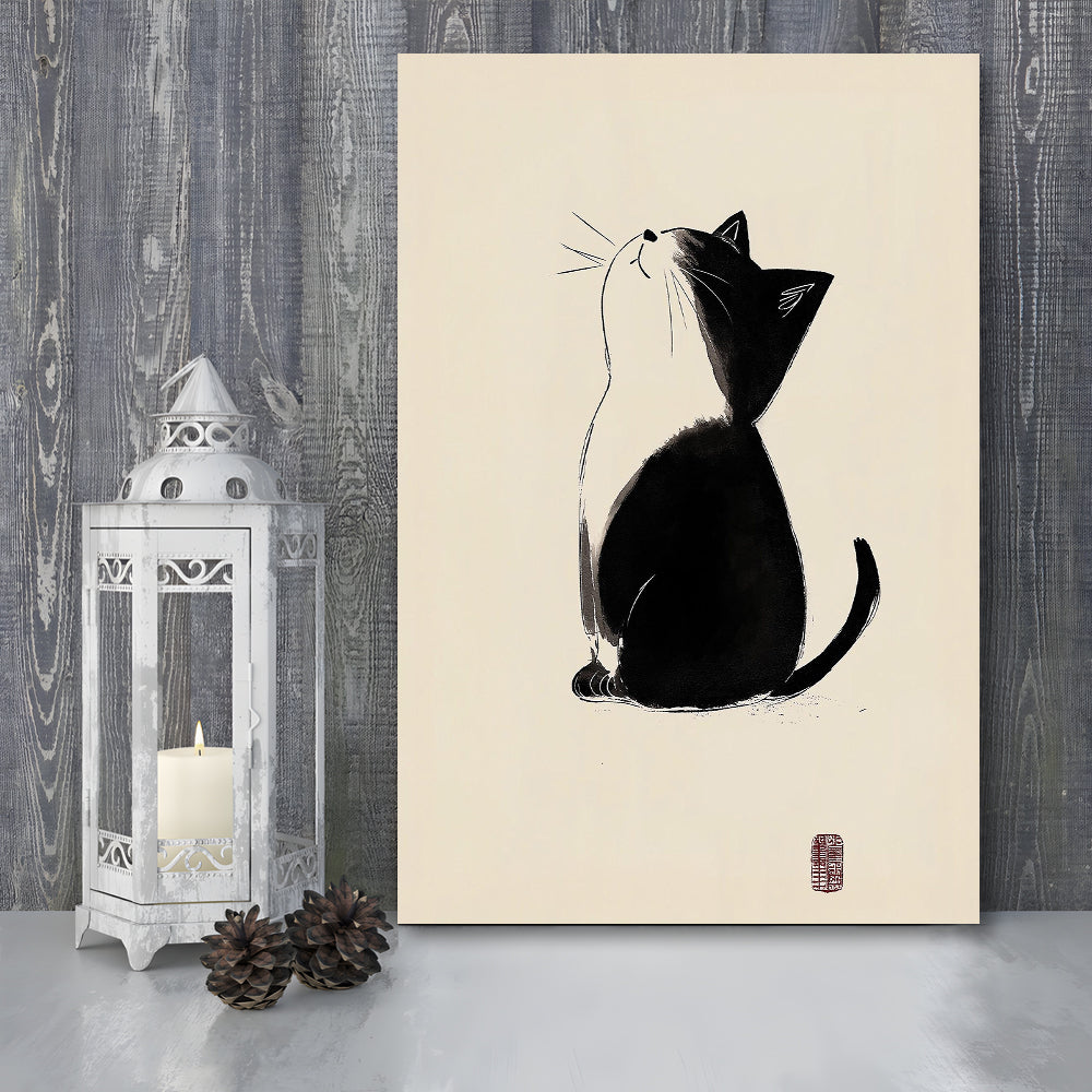 Japanese Cat, Japanese Cat Art Print, Cat Lovers Gift,  Animal Wall Art Decor, Canvas Print, Canvas Decor