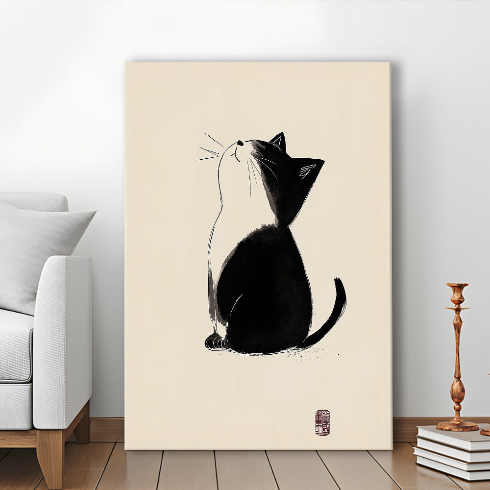 Japanese Cat, Japanese Cat Art Print, Cat Lovers Gift,  Animal Wall Art Decor, Canvas Print, Canvas Decor