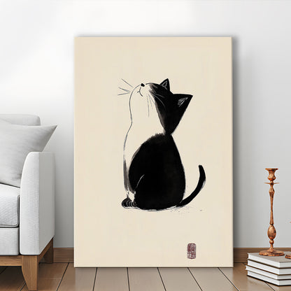Japanese Cat, Japanese Cat Art Print, Cat Lovers Gift,  Animal Wall Art Decor, Canvas Print, Canvas Decor