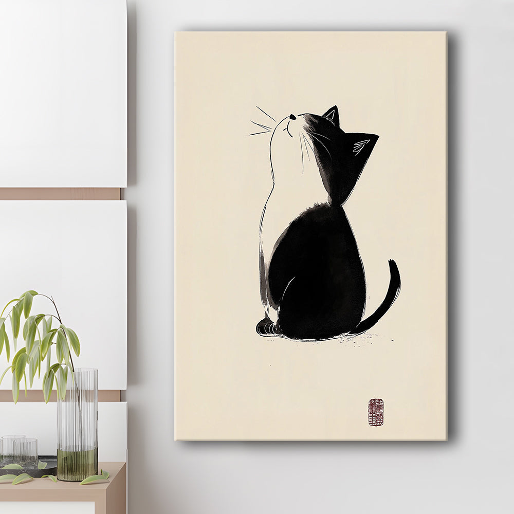 Japanese Cat, Japanese Cat Art Print, Cat Lovers Gift,  Animal Wall Art Decor, Canvas Print, Canvas Decor