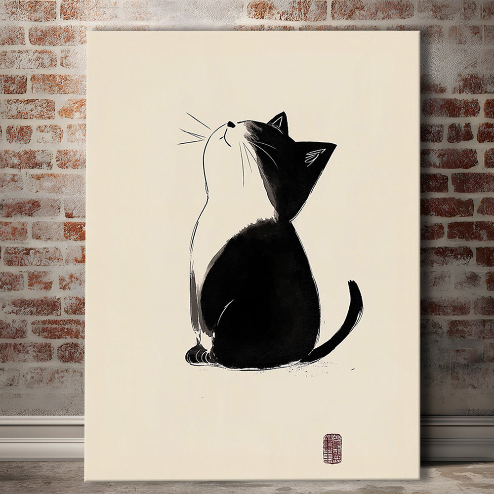 Japanese Cat, Japanese Cat Art Print, Cat Lovers Gift,  Animal Wall Art Decor, Canvas Print, Canvas Decor