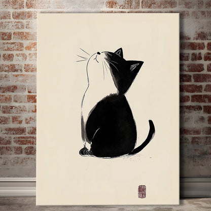 Japanese Cat, Japanese Cat Art Print, Cat Lovers Gift,  Animal Wall Art Decor, Canvas Print, Canvas Decor