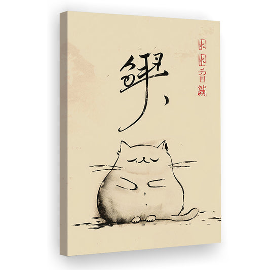 Japanese Cat, Cat Lovers Gift, Japanese Vintage Wall Art, Asian Art, Animal Wall Decor, Canvas Print, Canvas Decor