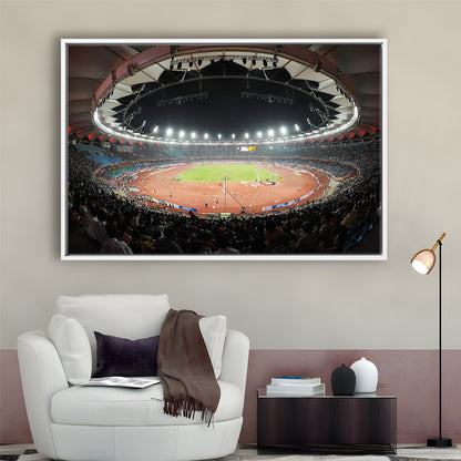 Jawaharlal Nehru Stadium, Stadium Canvas, Sport Art, Framed Canvas Print Wall Art, Floating Frame