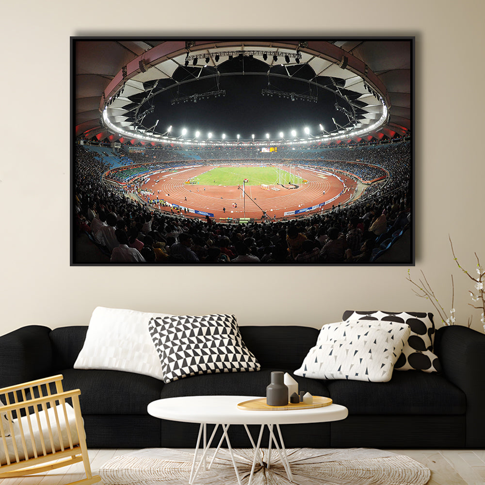 Jawaharlal Nehru Stadium, Stadium Canvas, Sport Art, Framed Canvas Print Wall Art, Floating Frame