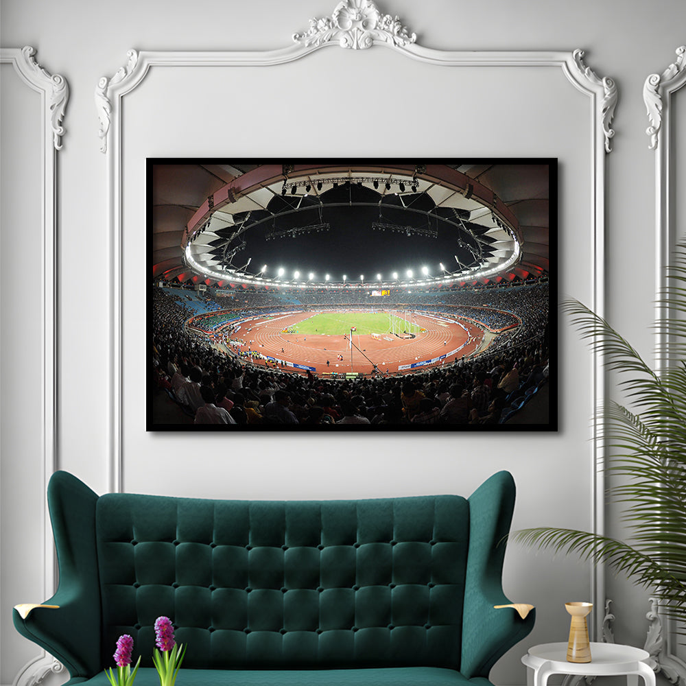 Jawaharlal Nehru Stadium, Stadium Canvas, Sport Art, Gift for him, Framed Art Print Wall Decor, Picture Framed