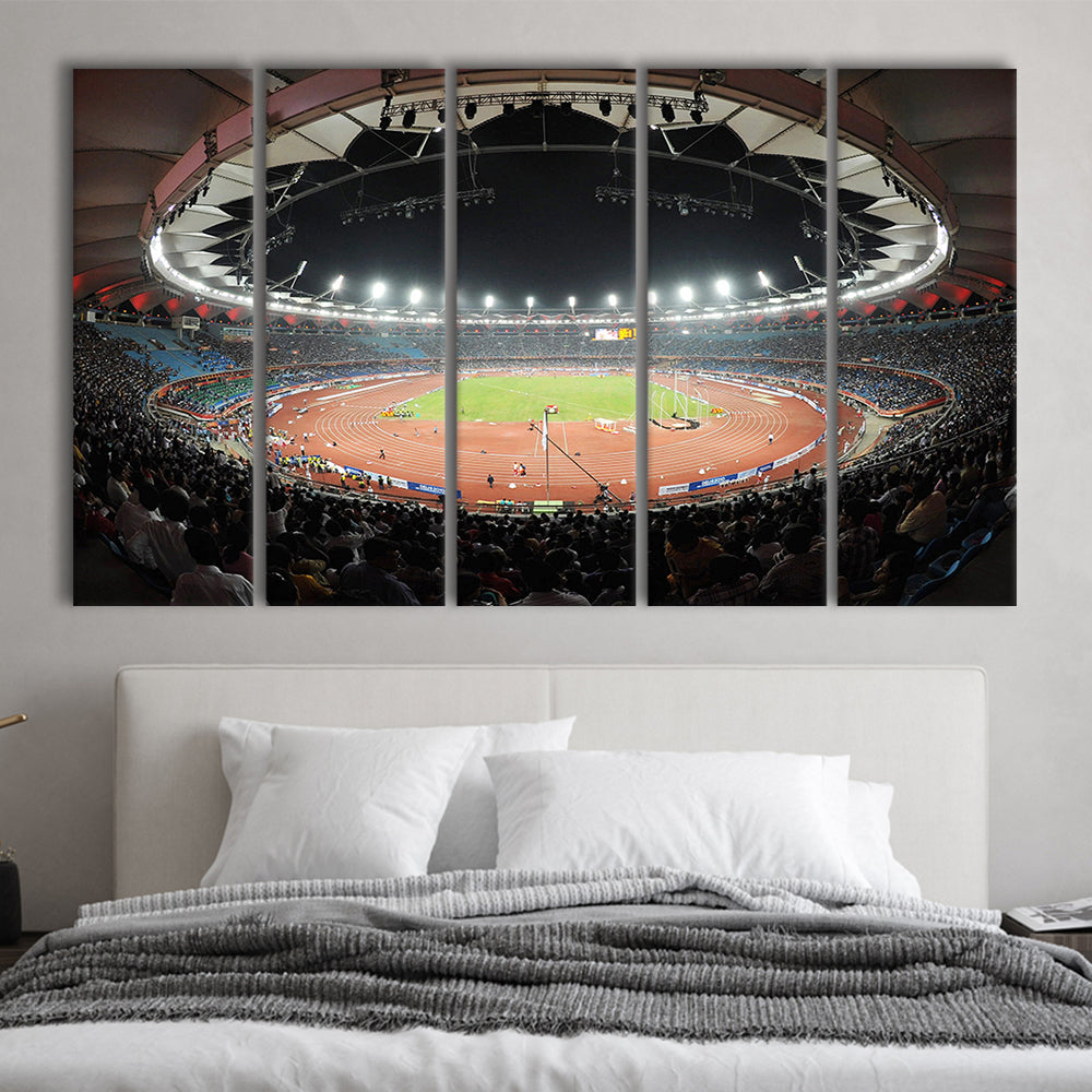 Jawaharlal Nehru Stadium, Stadium Canvas, Sport Art, 5 Panel B, Extra Large Canvas, Canvas Print Wall Art