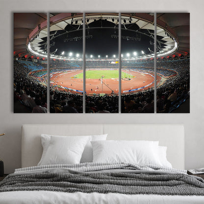 Jawaharlal Nehru Stadium, Stadium Canvas, Sport Art, 5 Panel B, Extra Large Canvas, Canvas Print Wall Art