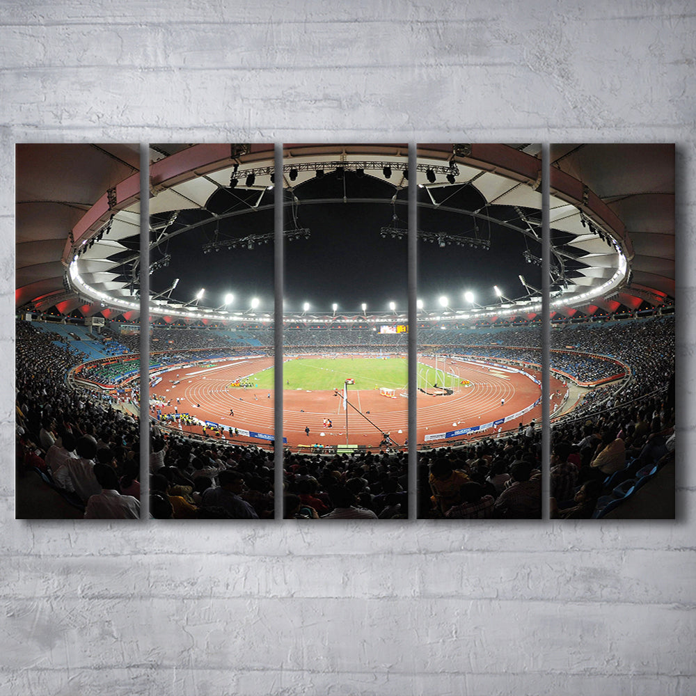 Jawaharlal Nehru Stadium, Stadium Canvas, Sport Art, 5 Panel B, Extra Large Canvas, Canvas Print Wall Art