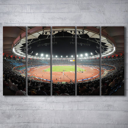 Jawaharlal Nehru Stadium, Stadium Canvas, Sport Art, 5 Panel B, Extra Large Canvas, Canvas Print Wall Art