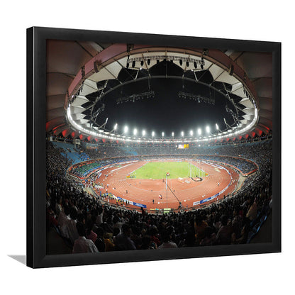 Jawaharlal Nehru Stadium, Stadium Canvas, Sport Art, Gift for him, Framed Art Print Wall Decor, Picture Framed