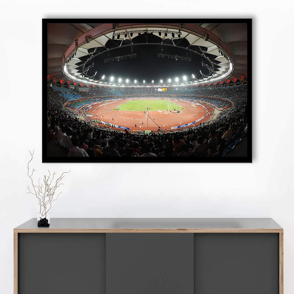 Jawaharlal Nehru Stadium, Stadium Canvas, Sport Art, Gift for him, Framed Art Print Wall Decor, Picture Framed