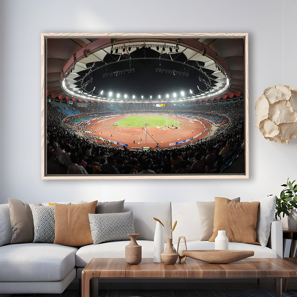 Jawaharlal Nehru Stadium, Stadium Canvas, Sport Art, Framed Canvas Print Wall Art, Floating Frame
