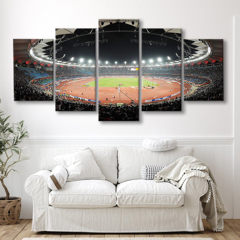 Jawaharlal Nehru Stadium, Stadium Canvas, Sport Art, Gift for him, 5 Panel, Large Canvas, Canvas Print Wall Art