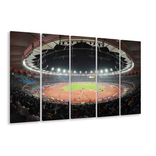 Jawaharlal Nehru Stadium, Stadium Canvas, Sport Art, 5 Panel B, Extra Large Canvas, Canvas Print Wall Art