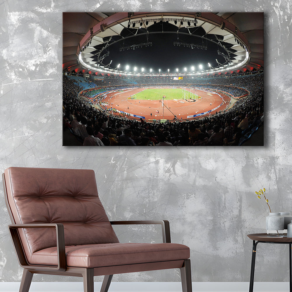 Jawaharlal Nehru Stadium, Stadium Canvas, Sport Art, Gift for him, Man Cave Decor, Art Print, Canvas Print Wall Art