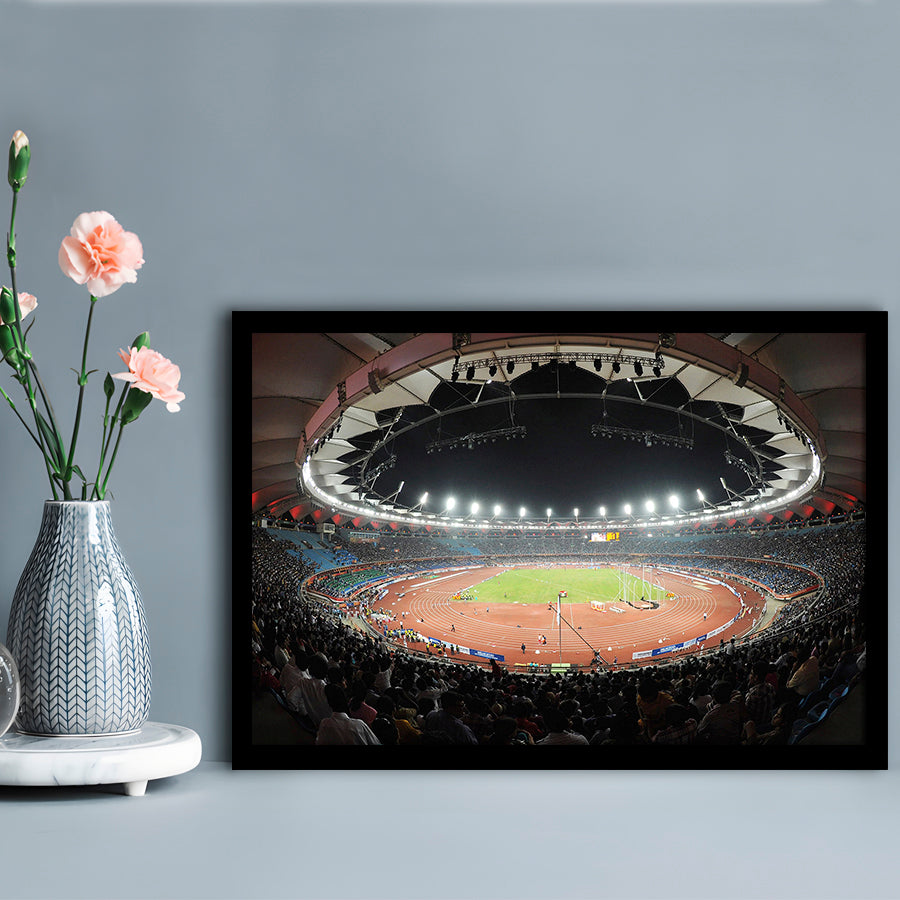 Jawaharlal Nehru Stadium, Stadium Canvas, Sport Art, Gift for him, Framed Art Print Wall Decor, Picture Framed