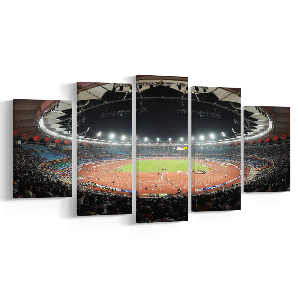 Jawaharlal Nehru Stadium, Stadium Canvas, Sport Art, Gift for him, 5 Panel, Large Canvas, Canvas Print Wall Art