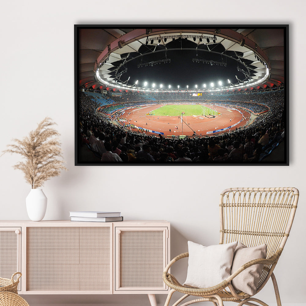 Jawaharlal Nehru Stadium, Stadium Canvas, Sport Art, Framed Canvas Print Wall Art, Floating Frame