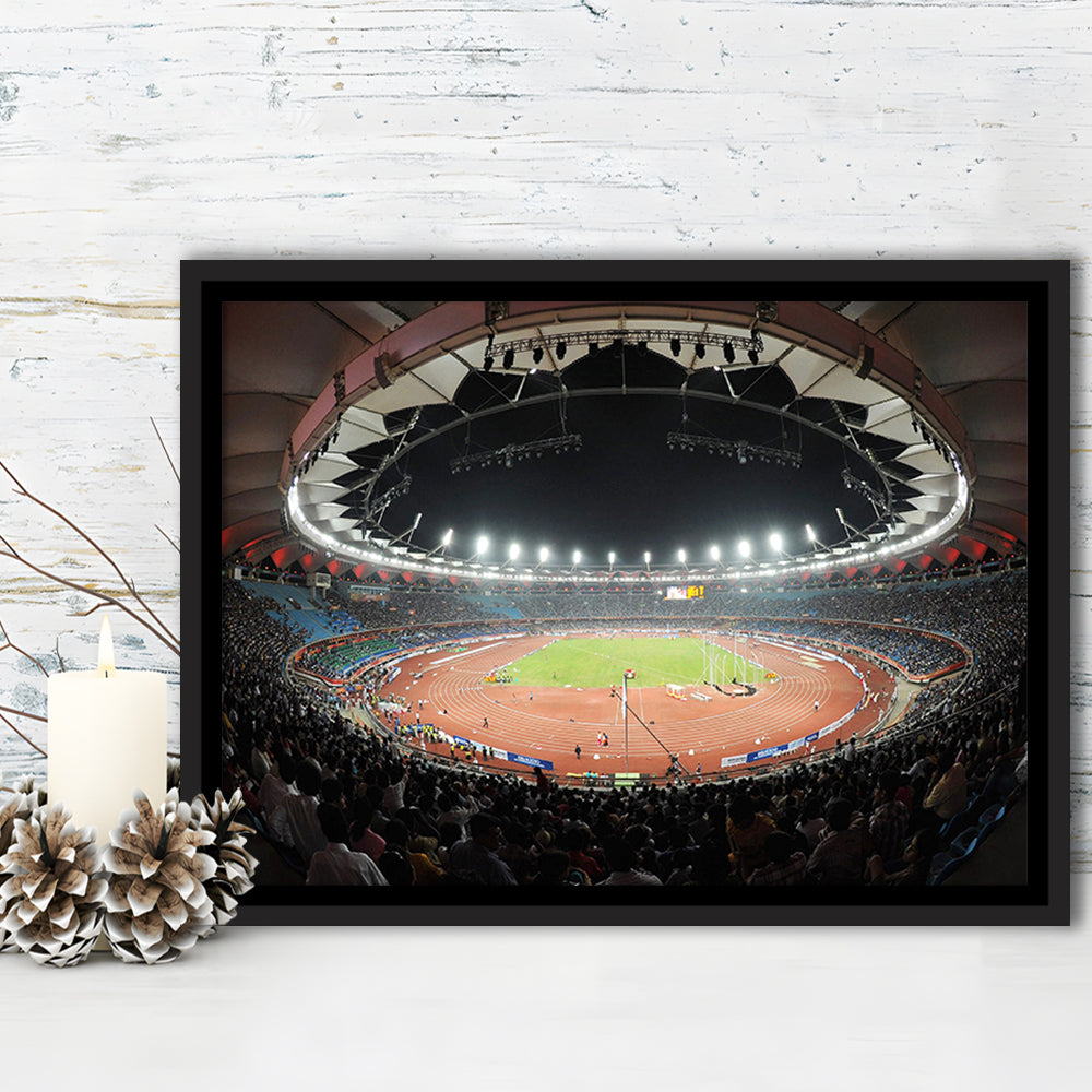 Jawaharlal Nehru Stadium, Stadium Canvas, Sport Art, Framed Canvas Print Wall Art, Floating Frame