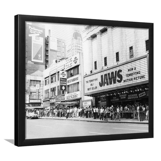 Jaws Opening Day in New York Print, Black and White, Vintage Photography, Framed Art Print Wall Decor