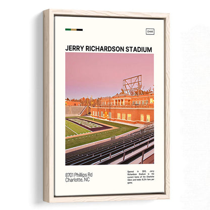 Jerry Richardson Stadium Print, Charlotte Stadium Canvas Art, Man Cave Gift, Floating Framed Canvas Print Wall Art