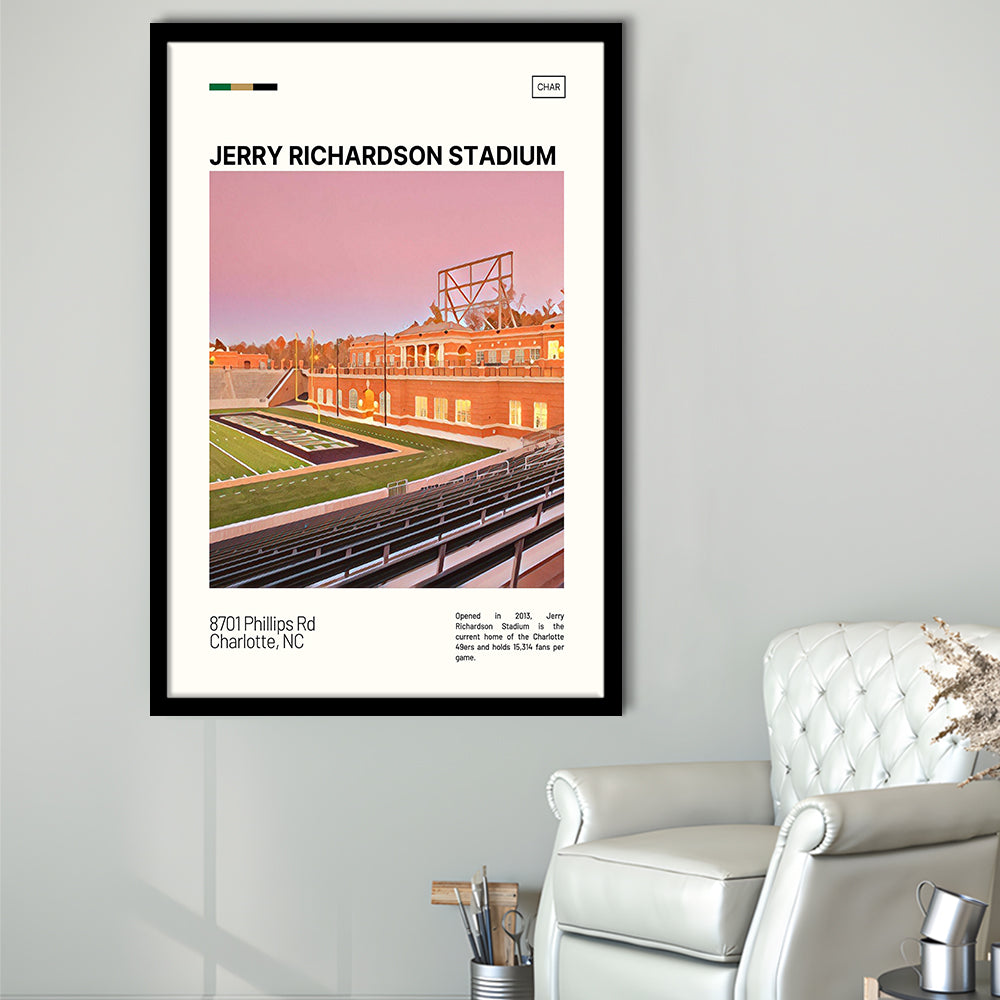 Jerry Richardson Stadium Print, Charlotte Stadium Art, Gifts for him, Sport Art, Framed Art Print Wall Decor