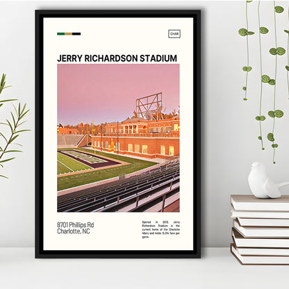Jerry Richardson Stadium Print, Charlotte Stadium Canvas Art, Man Cave Gift, Floating Framed Canvas Print Wall Art