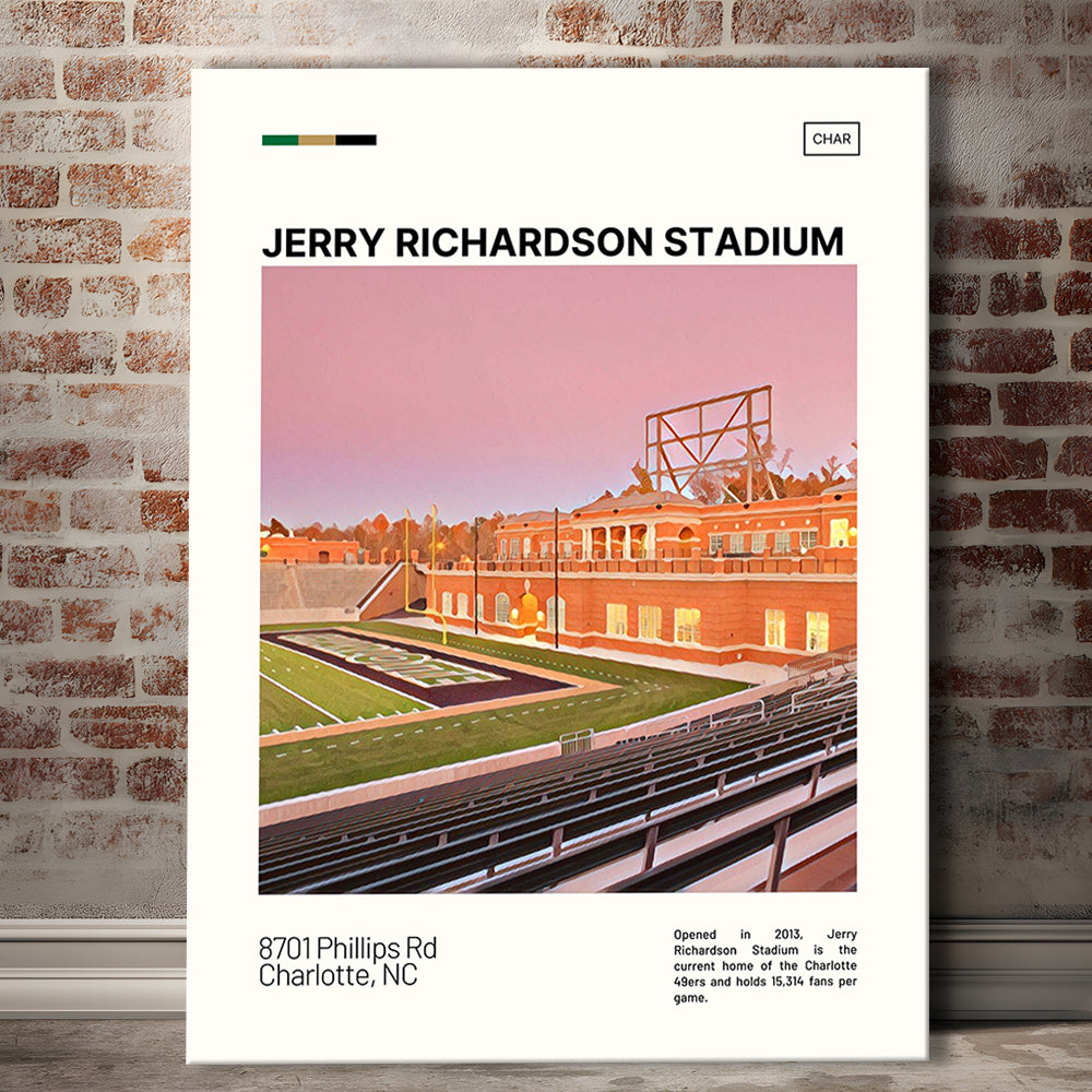 Jerry Richardson Stadium Print, Charlotte Stadium Canvas Art, Fan Gifts, Sport Art, Canvas Print Wall Art