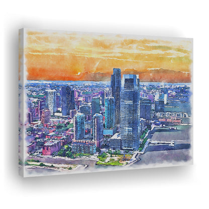 Jersey City Watercolor Painting Canvas, Jersey City New Jersey, Sport Art, Gifts for him, Canvas Print Wall Art