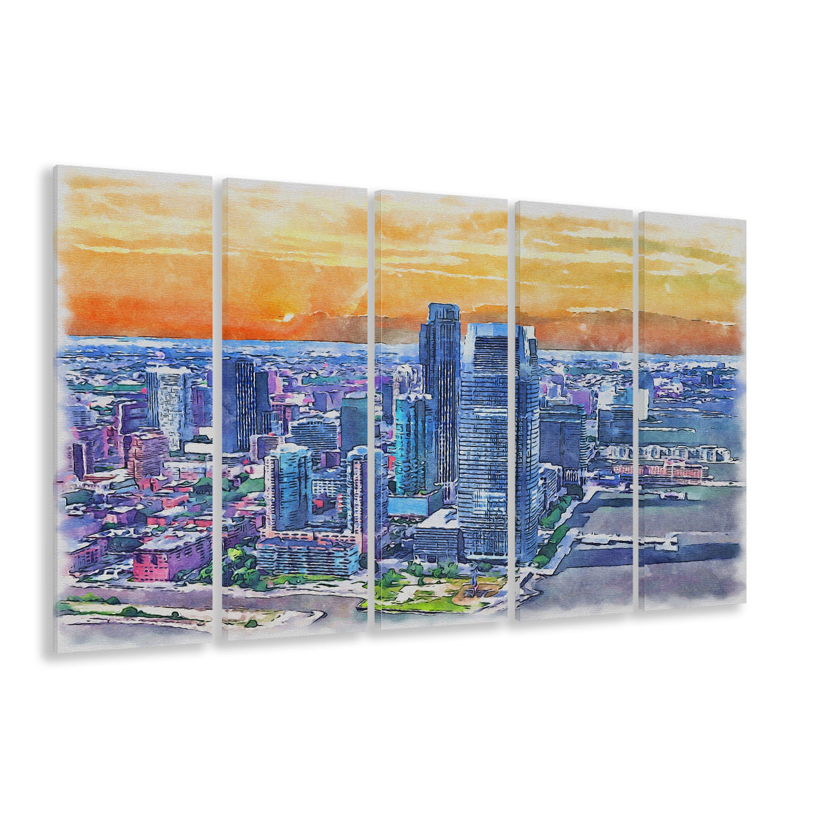 Jersey City Watercolor Painting Canvas, Jersey City New Jersey, Sport Art, Extra Large Canvas Print Wall Art