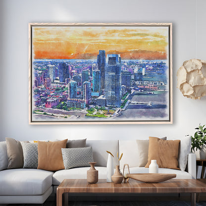 Jersey City Watercolor Painting Canvas, Jersey City New Jersey, Sport Gift Art, Framed Canvas Print Wall Art
