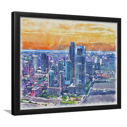 Jersey City Watercolor Painting Canvas, Jersey City New Jersey, Sport Gift Art, Framed Art Print Wall Decor