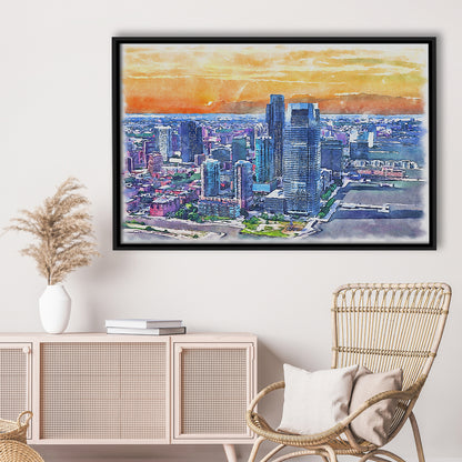 Jersey City Watercolor Painting Canvas, Jersey City New Jersey, Sport Gift Art, Framed Canvas Print Wall Art