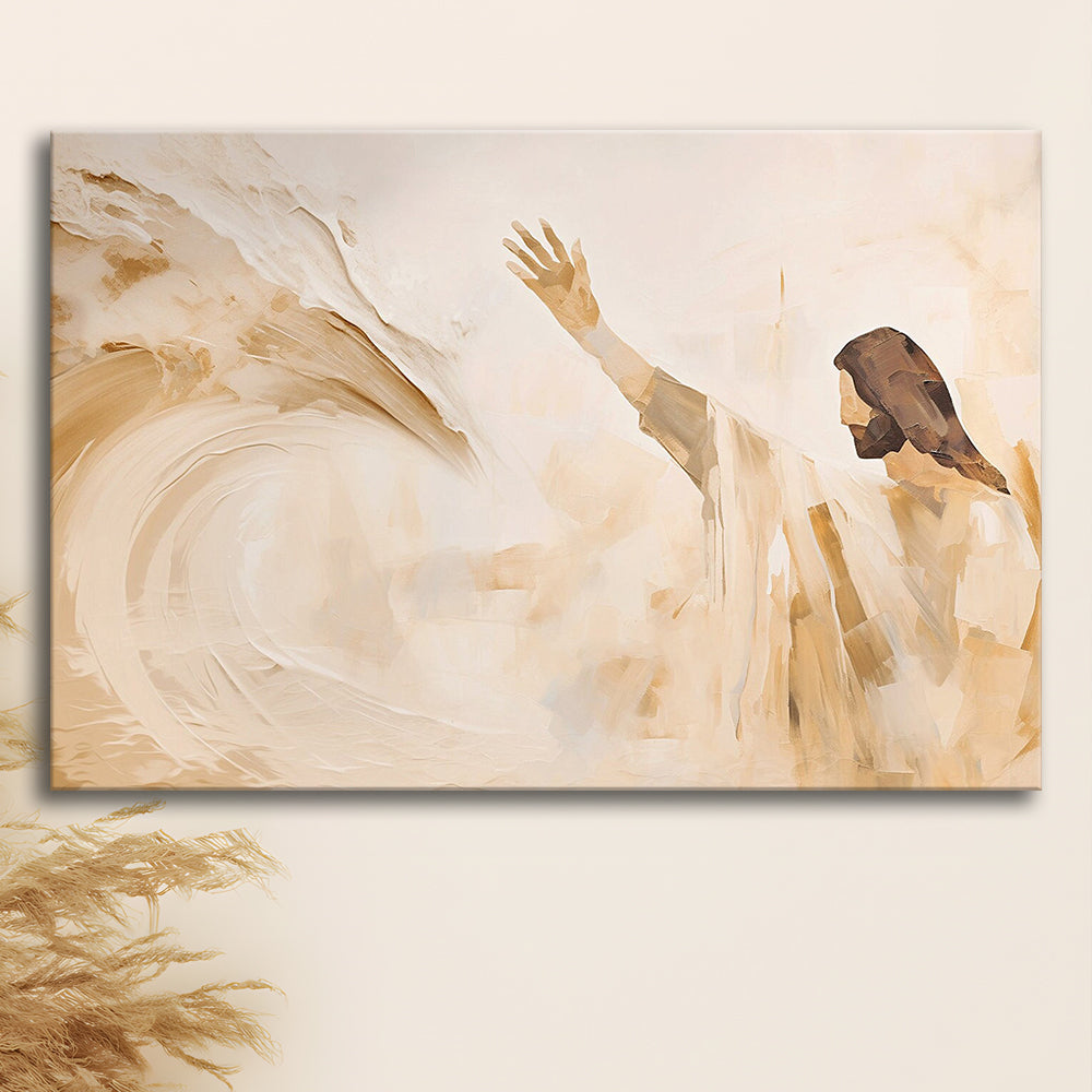 Jesus Calms The Storm, Hush Be Still, Bible, Christian Faith, Religious Gift!, Canvas Print Wall Art, Wall Decor, Painting Canvas
