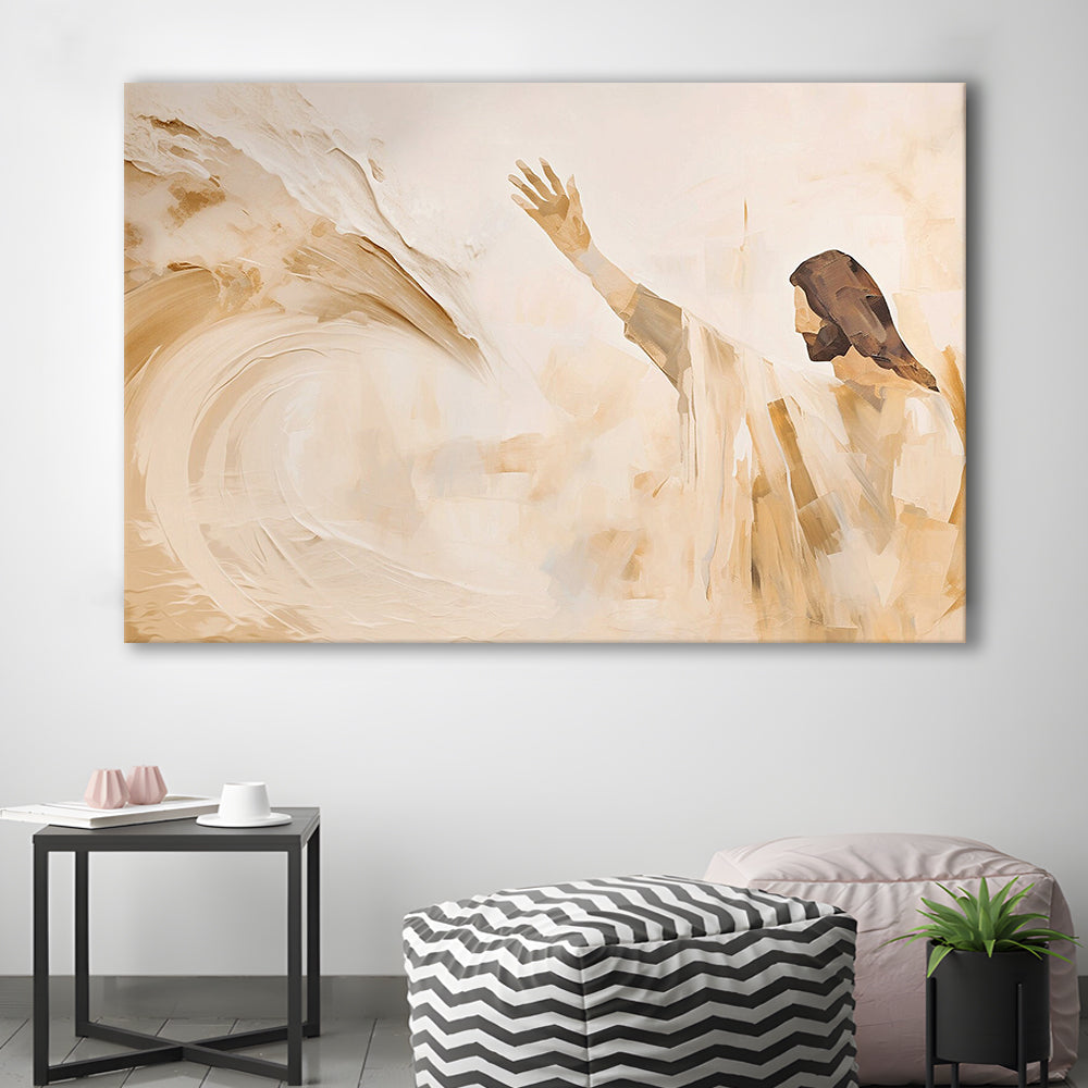 Jesus Calms The Storm, Hush Be Still, Bible, Christian Faith, Religious Gift!, Canvas Print Wall Art, Wall Decor, Painting Canvas