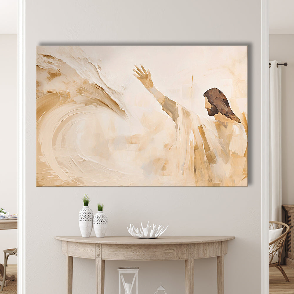 Jesus Calms The Storm, Hush Be Still, Bible, Christian Faith, Religious Gift!, Canvas Print Wall Art, Wall Decor, Painting Canvas