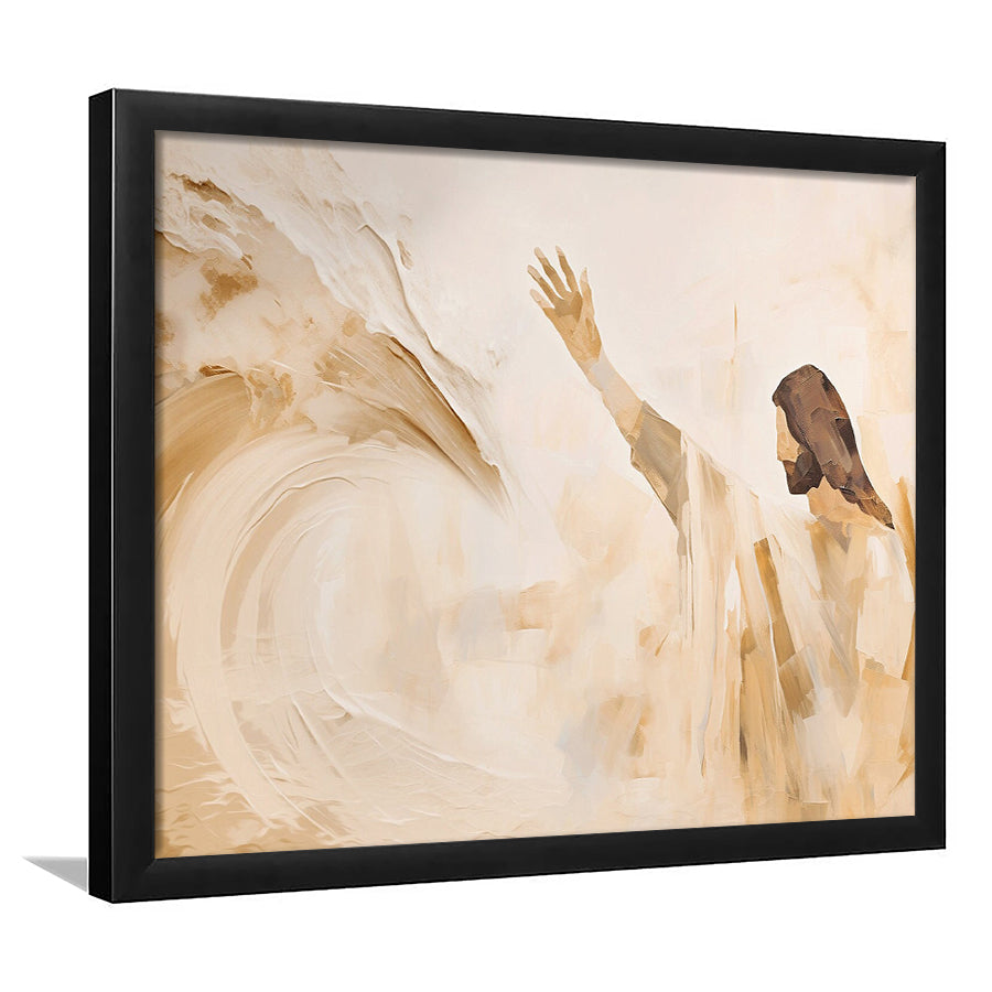 Jesus Calms the Storm, Hush Be Still, Bible, Christian Faith, Religious Gift!, Framed Art Print Wall Decor, Picture Framed