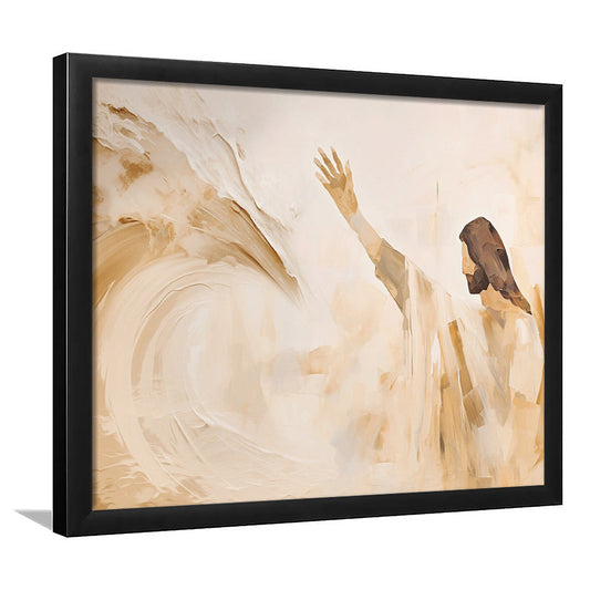 Jesus Calms the Storm, Hush Be Still, Bible, Christian Faith, Religious Gift!, Framed Art Print Wall Decor, Picture Framed