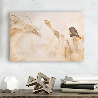 Jesus Calms The Storm, Hush Be Still, Bible, Christian Faith, Religious Gift!, Canvas Print Wall Art, Wall Decor, Painting Canvas
