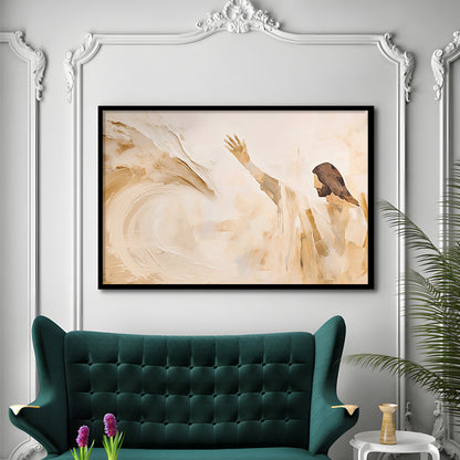 Jesus Calms the Storm, Hush Be Still, Bible, Christian Faith, Religious Gift!, Framed Art Print Wall Decor, Picture Framed